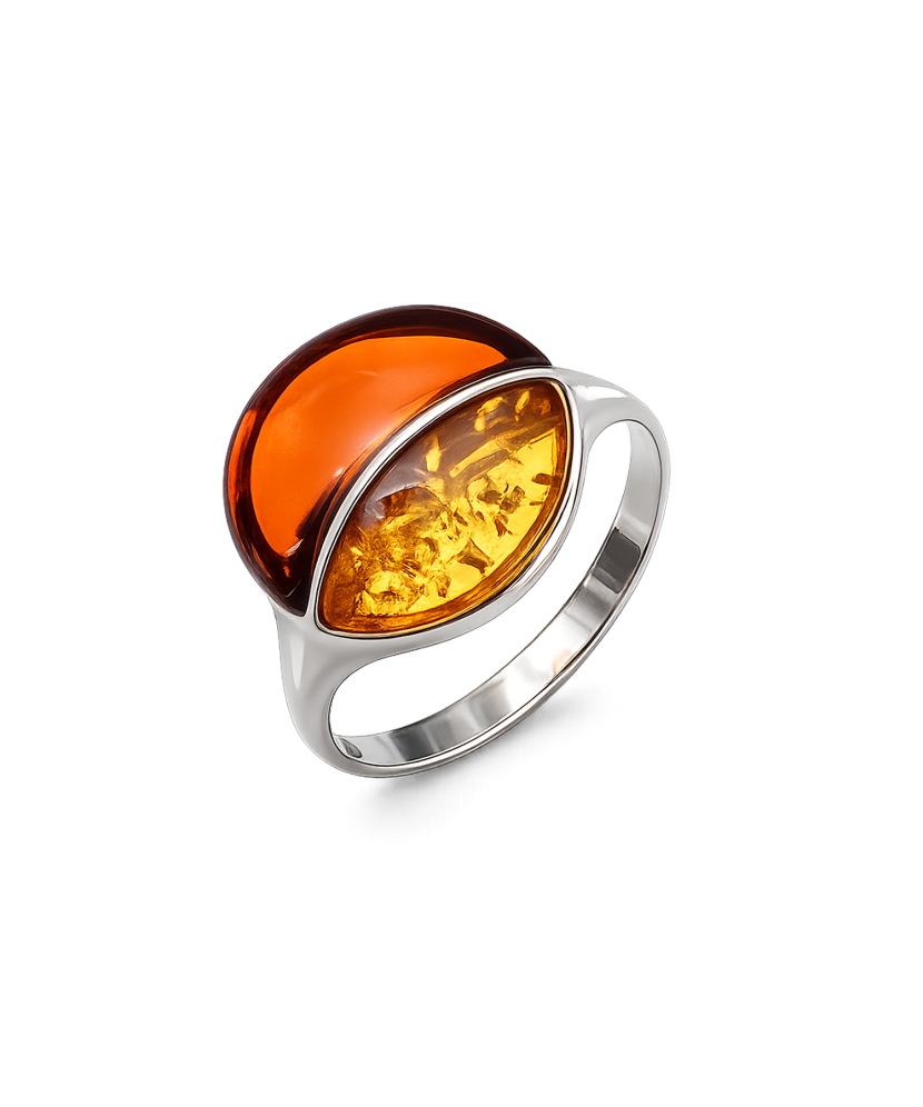 Sterling silver ring with amber