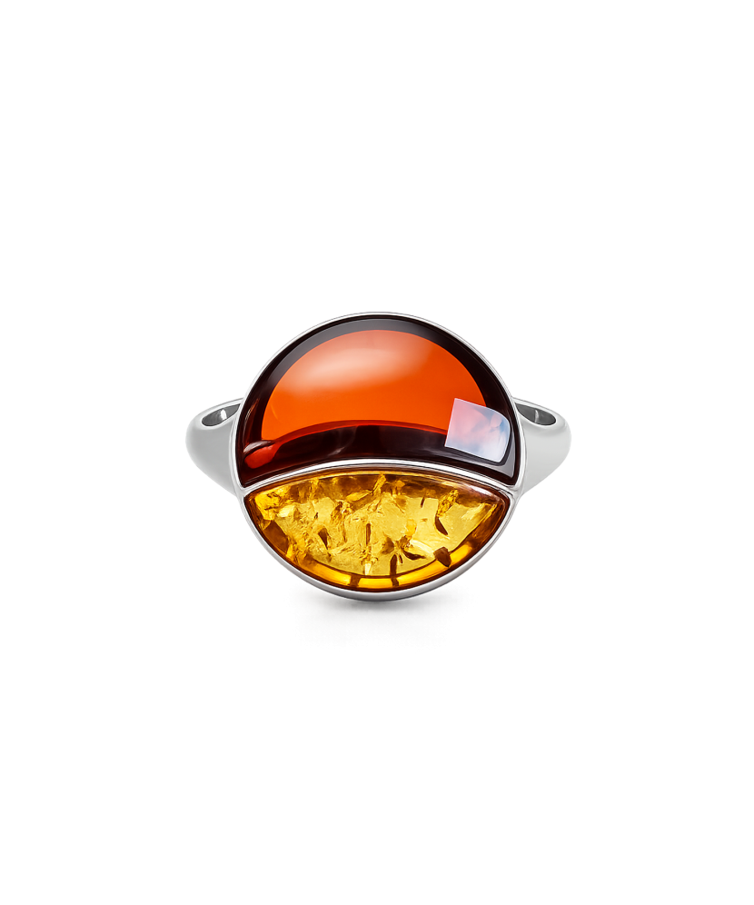 Sterling silver ring with amber