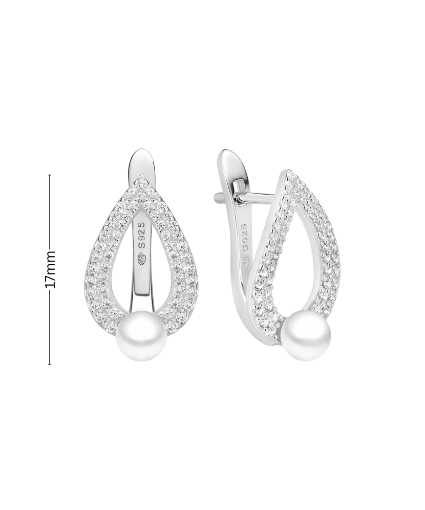 Sterling silver earrings with pearls and zircons