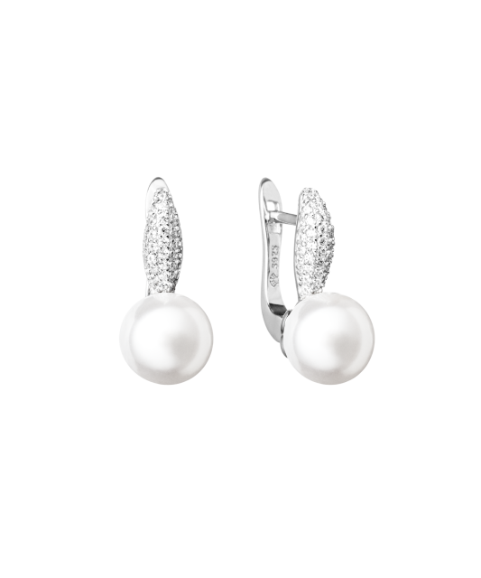 Sterling silver earrings with pearls and zircons