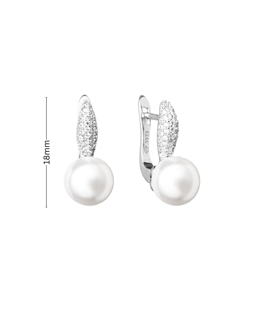 Sterling silver earrings with pearls and zircons