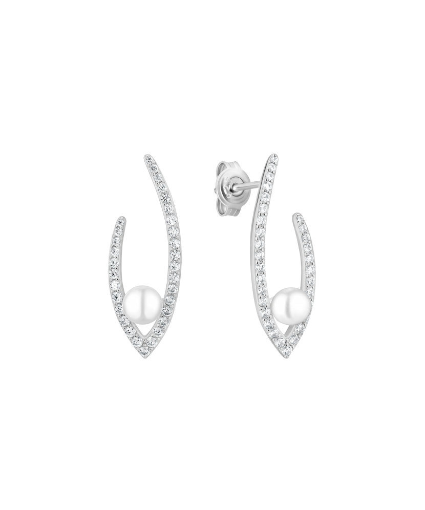 Sterling silver earrings with pearls and zircons