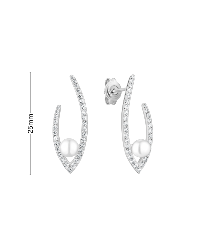 Sterling silver earrings with pearls and zircons