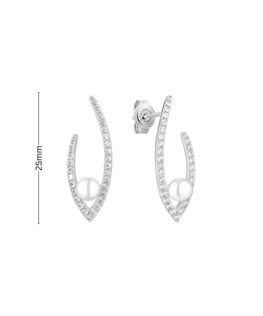 Hopeiset korvakorut helmillä ja zirkoneilla