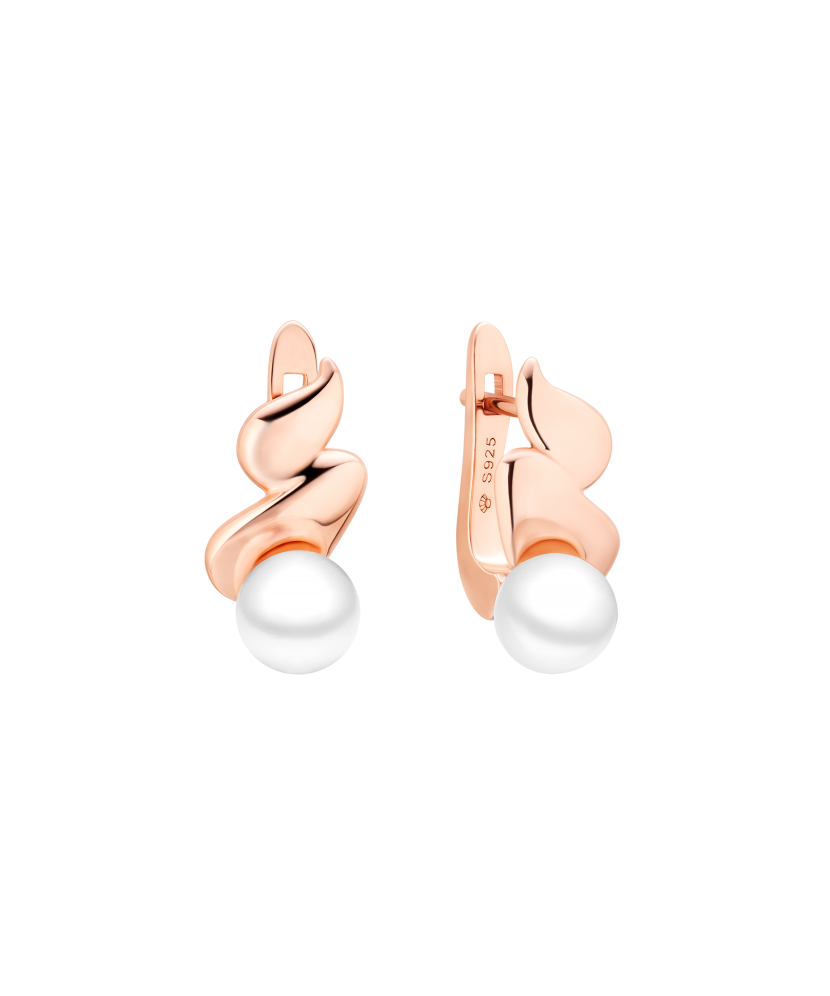 Gilded sterling silver earrings with pearls