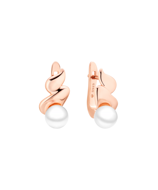 Gilded sterling silver earrings with pearls