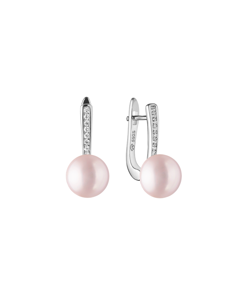 Sterling silver earrings with pearls and zircons