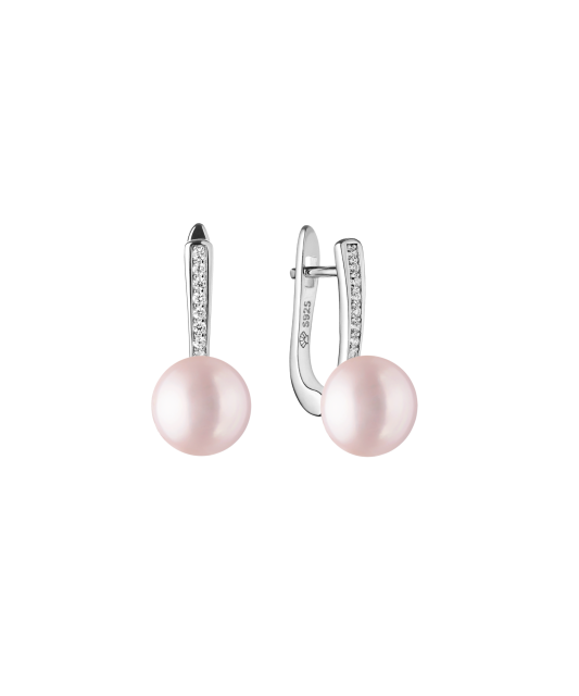 Sterling silver earrings with pearls and zircons