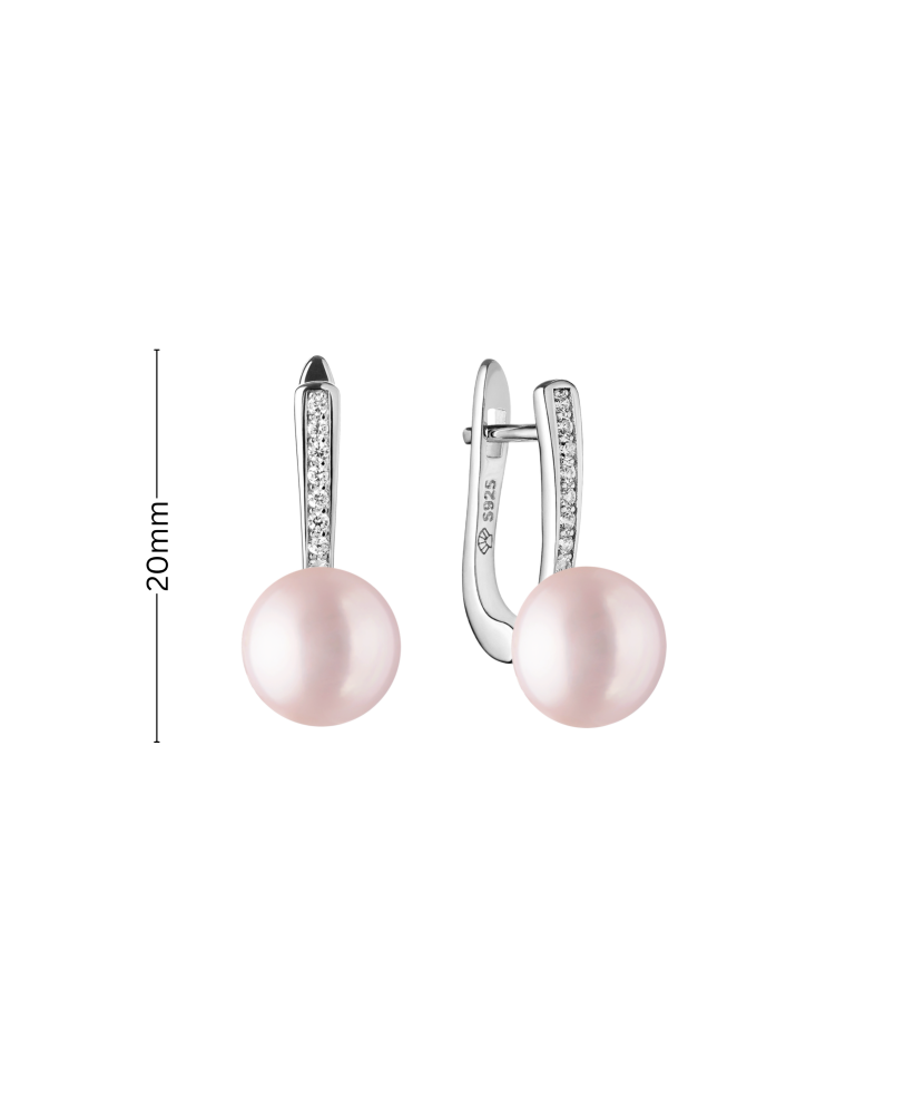 Sterling silver earrings with pearls and zircons