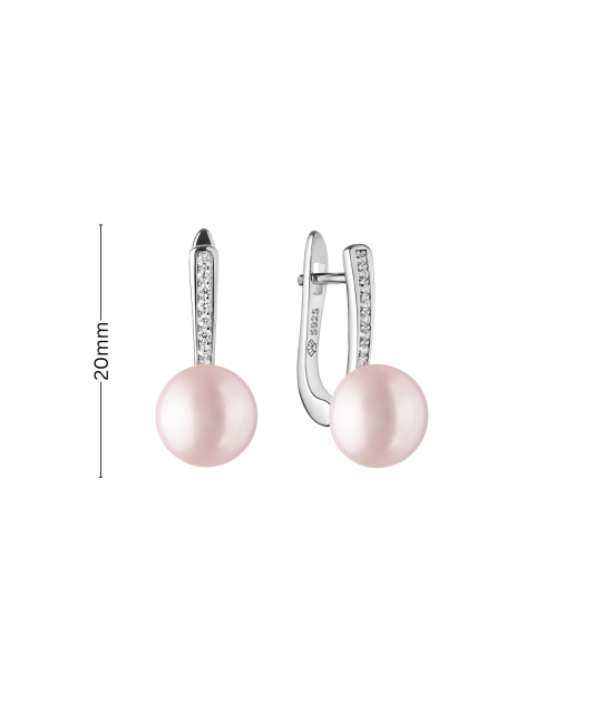 Sterling silver earrings with pearls and zircons