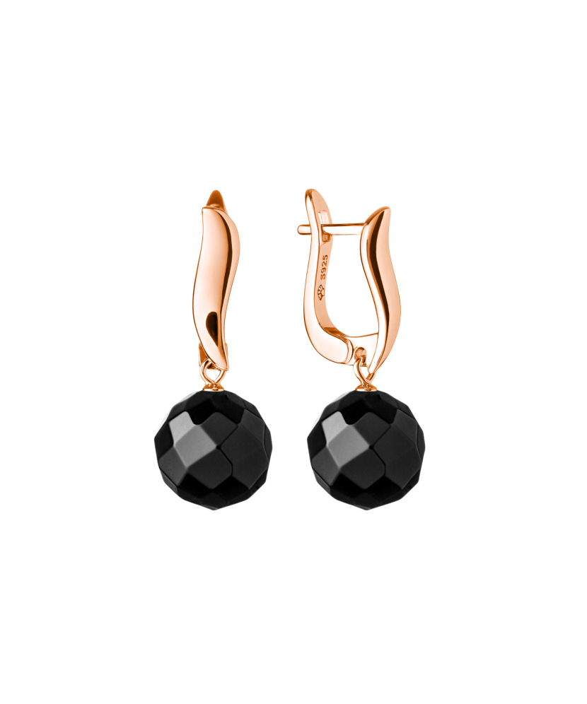 Paauksuoti Sidabriniai auskarai su oniksais