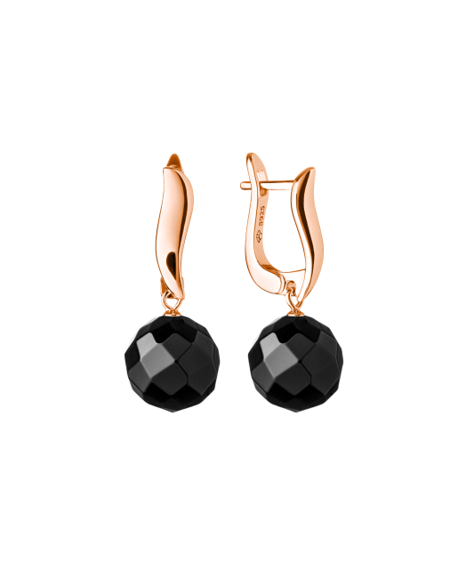 Paauksuoti Sidabriniai auskarai su oniksais