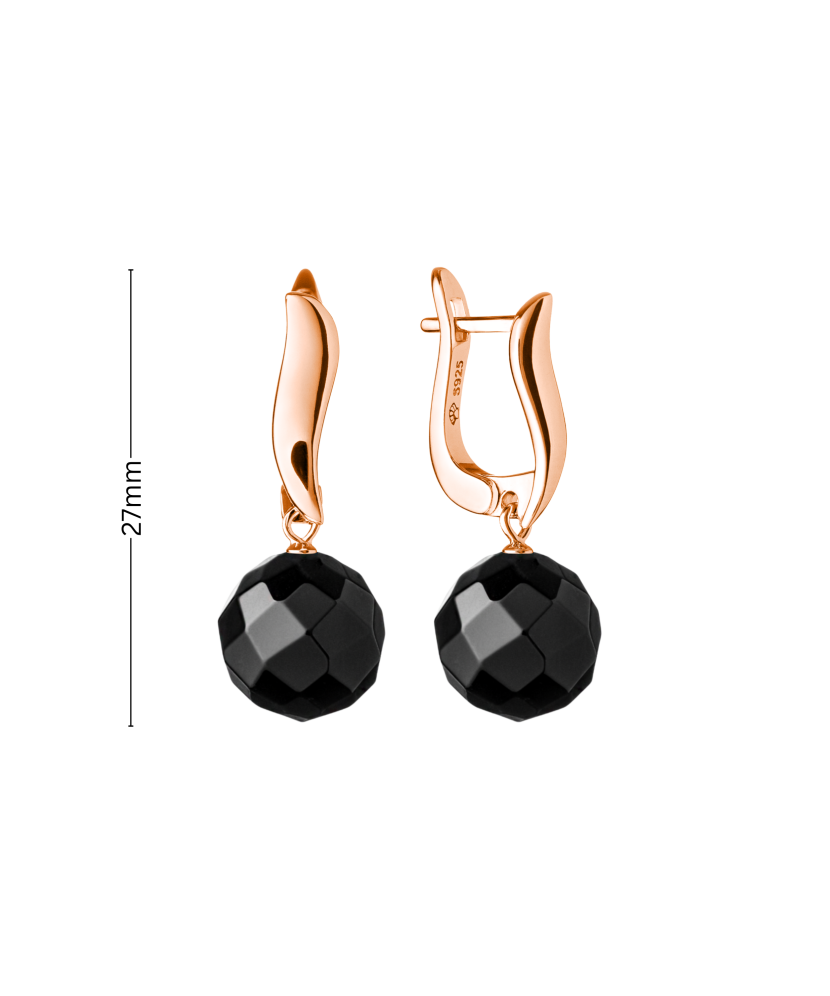 Paauksuoti Sidabriniai auskarai su oniksais