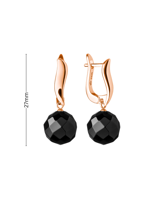 Gilded sterling silver earrings with onyx