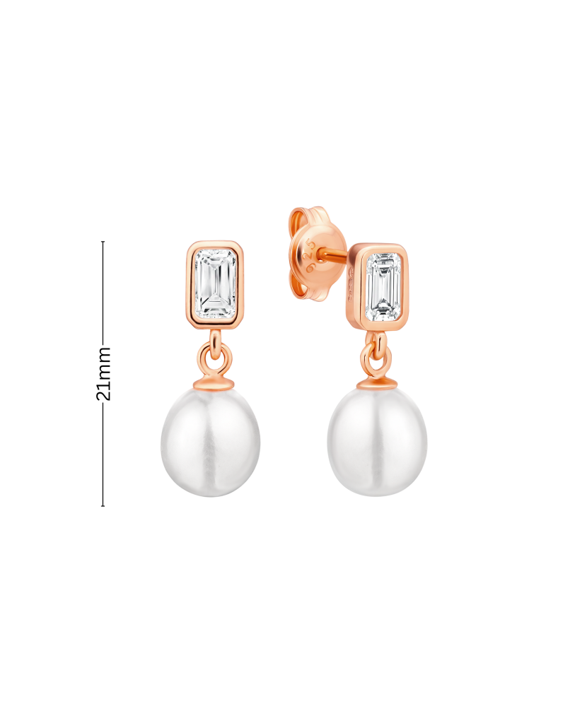 Gilded sterling silver earrings with pearls and zircons