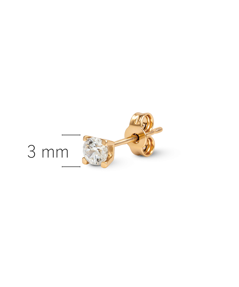 Gold earring with zircon (1pc.)