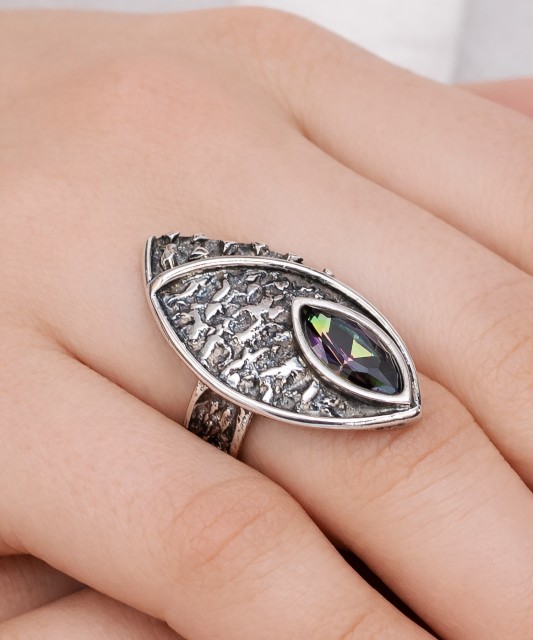 Sterling silver ring with topaz