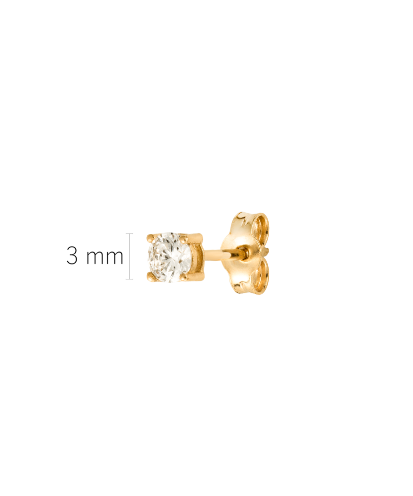 Yellow gold earring with cubic zirconia (1 pc)