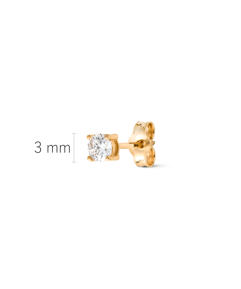 Gold earring with zircon (1pc.)
