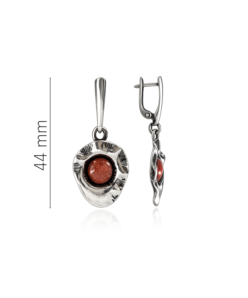 Silver earrings with sunstone
