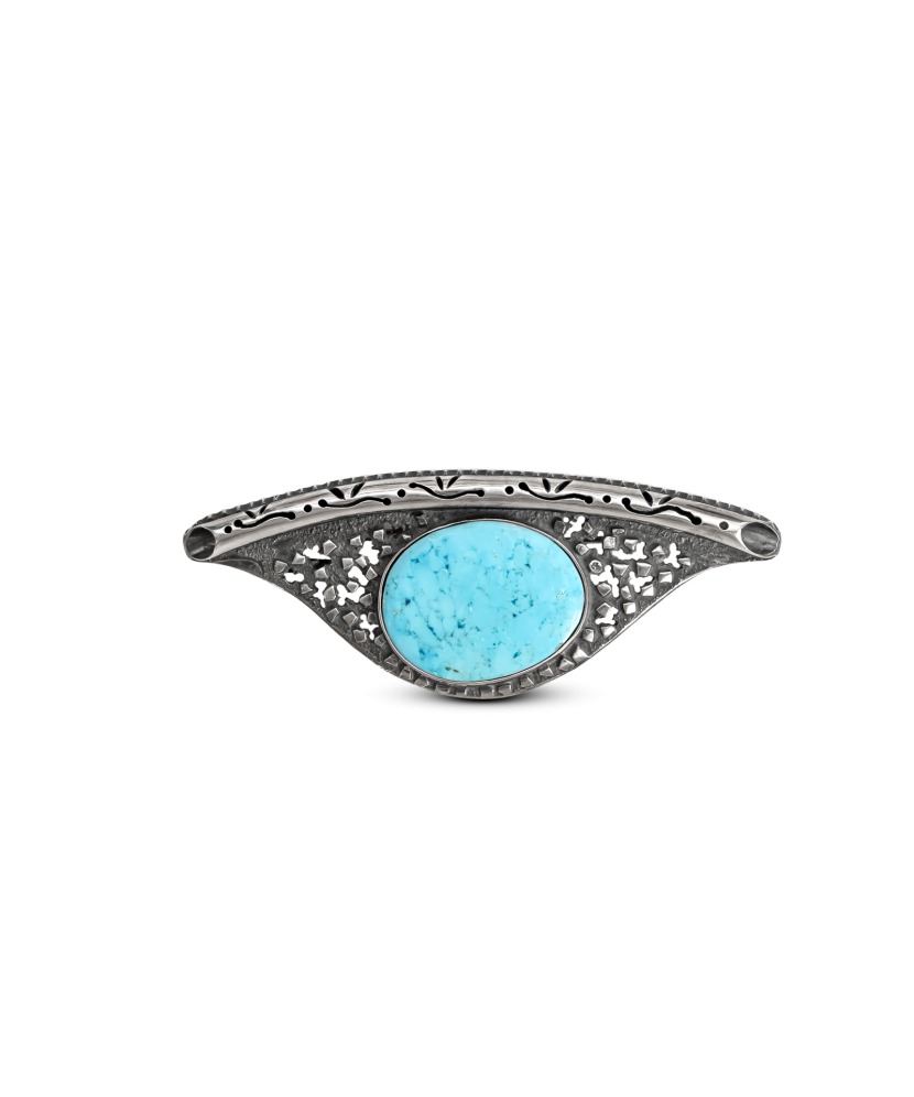 Silver brooch with turquoise