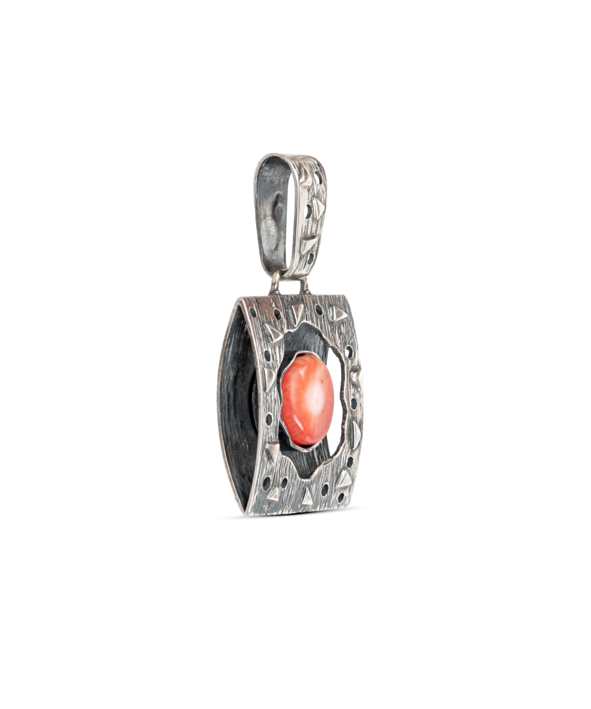 Sterling silver pendant with coral