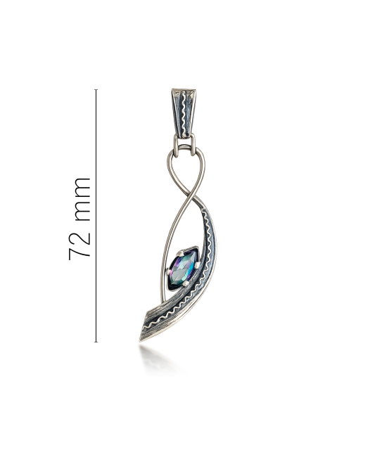 Silver pendant with mystical topaz