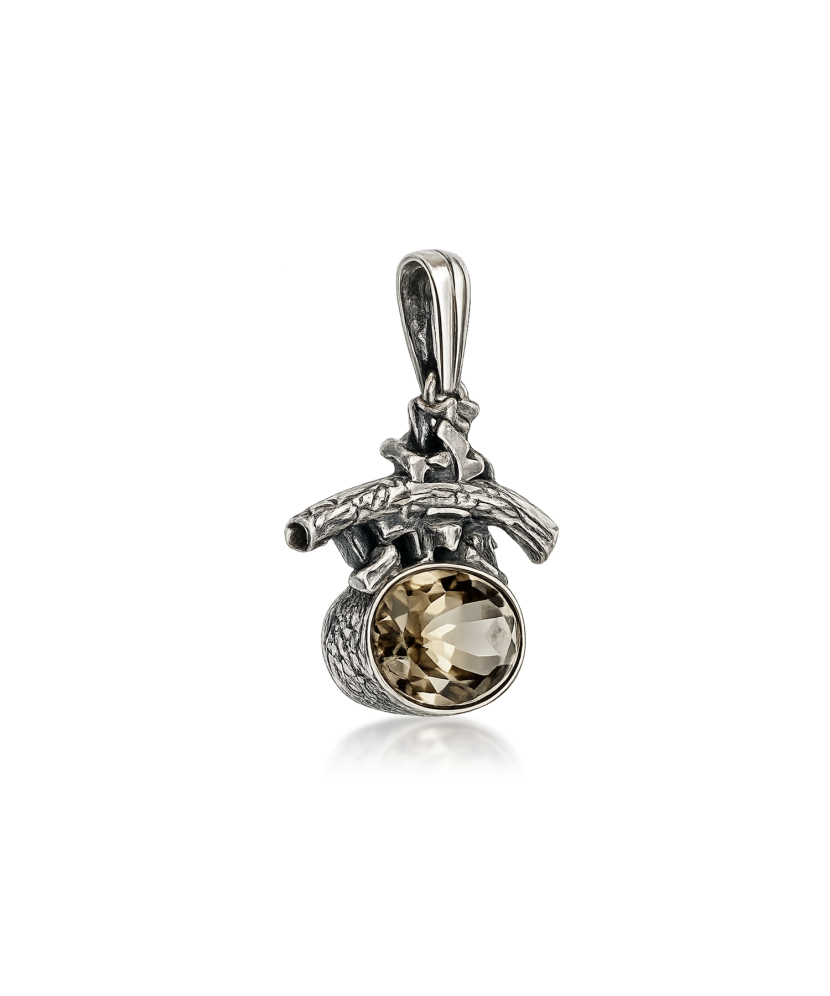 Silver pendant with smoky quartz