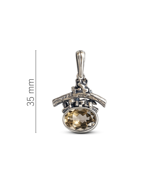 Silver pendant with smoky quartz