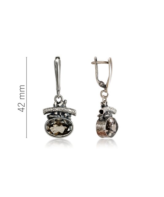Silver earrings with smoky quartz