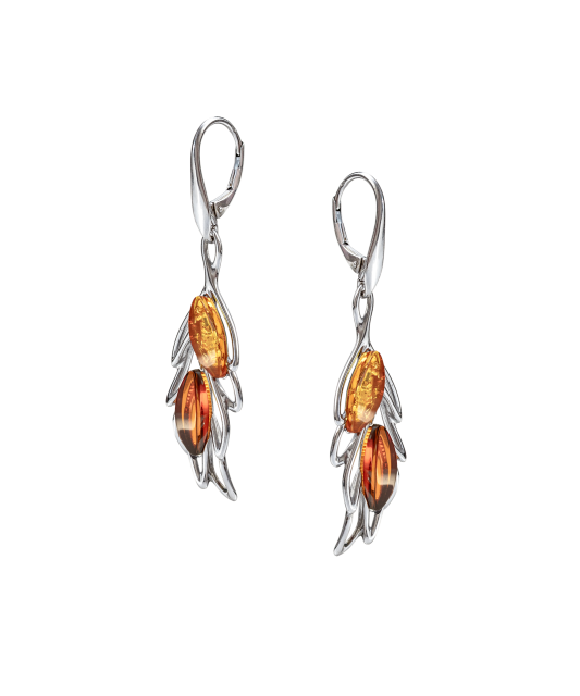 Sterling silver earrings with amber