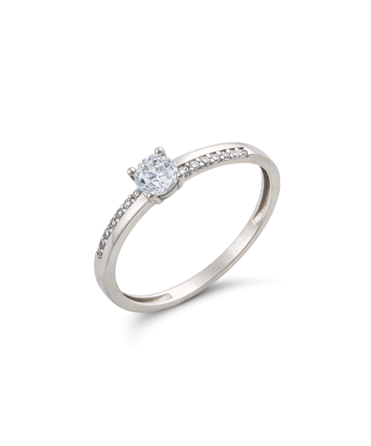 Valkokultasormus zirkoneilla