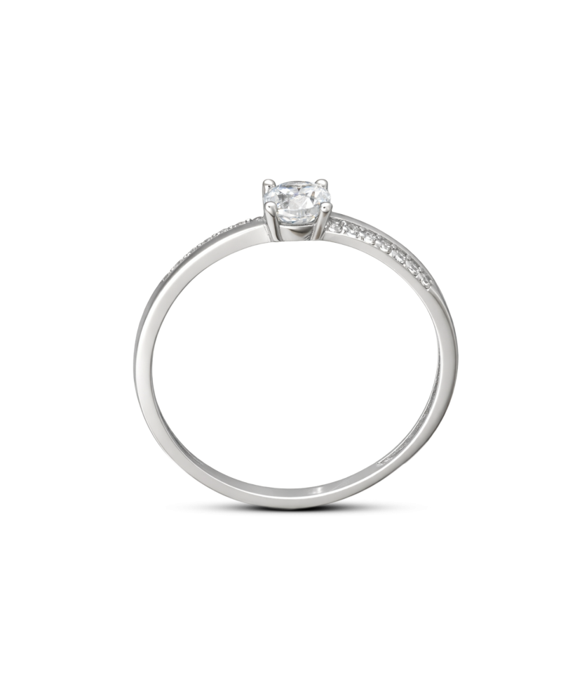 Valkokultasormus zirkoneilla