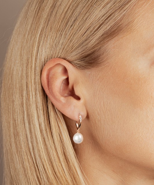 Gilded sterling Silver earrings with Edison pearls