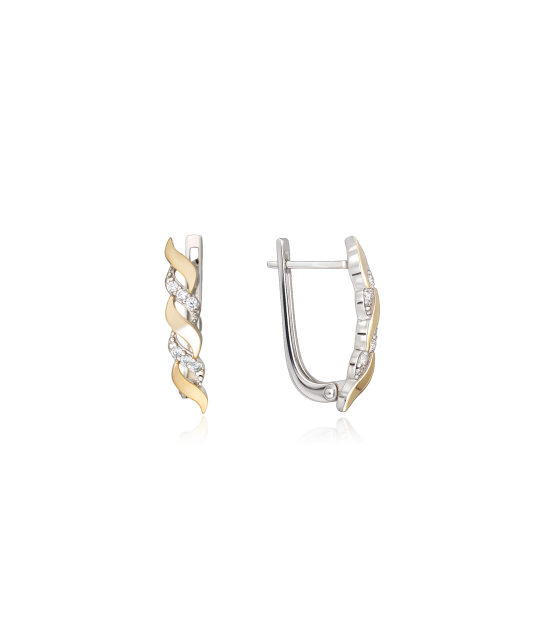 Hopeiset korvakorut peittää kullalla zirkoneilla