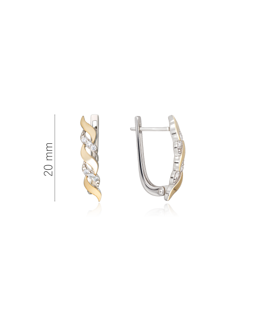 Sterling silver earrings gold plated with zircons