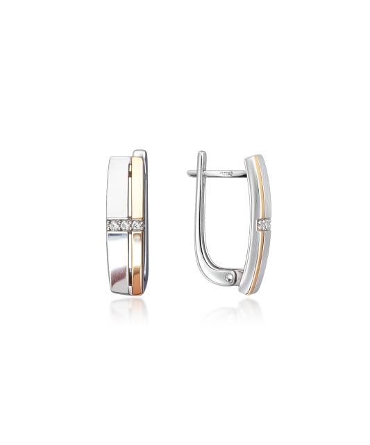 Sterling silver earrings gold plated with zircons