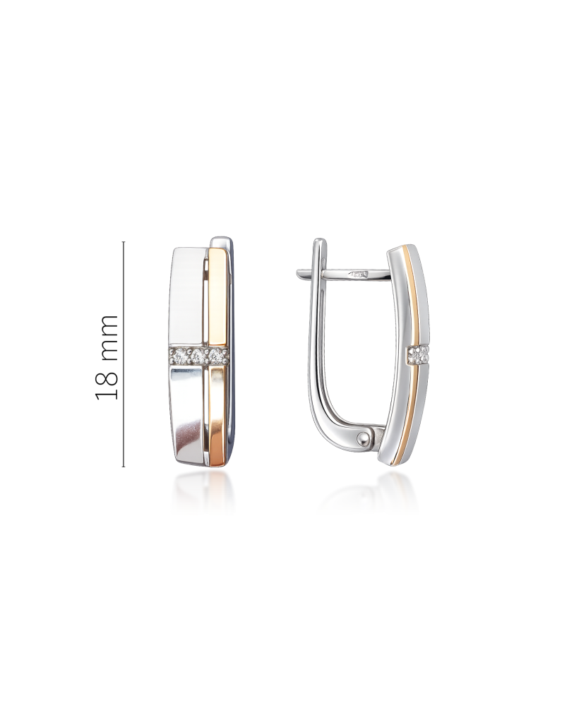 Sterling silver earrings gold plated with zircons