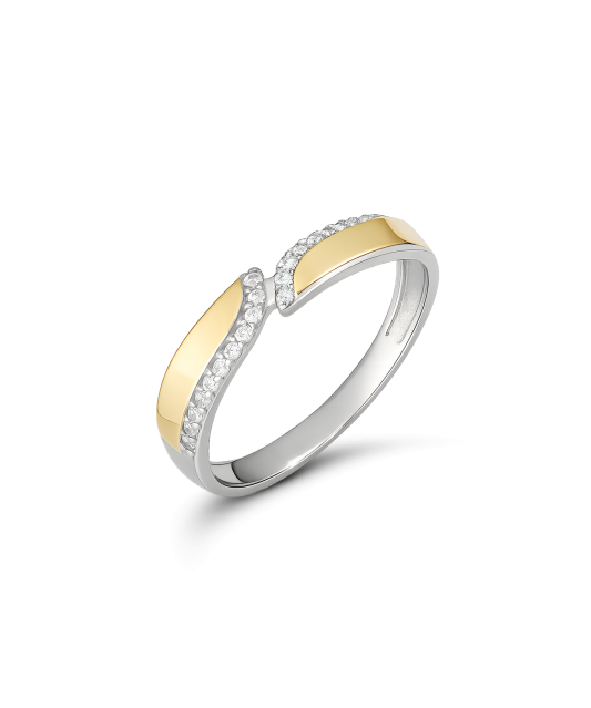 Sterling silver ring gold plated with zircons