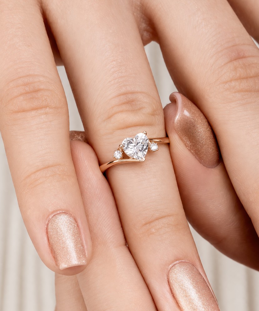 Gold ring with zircons