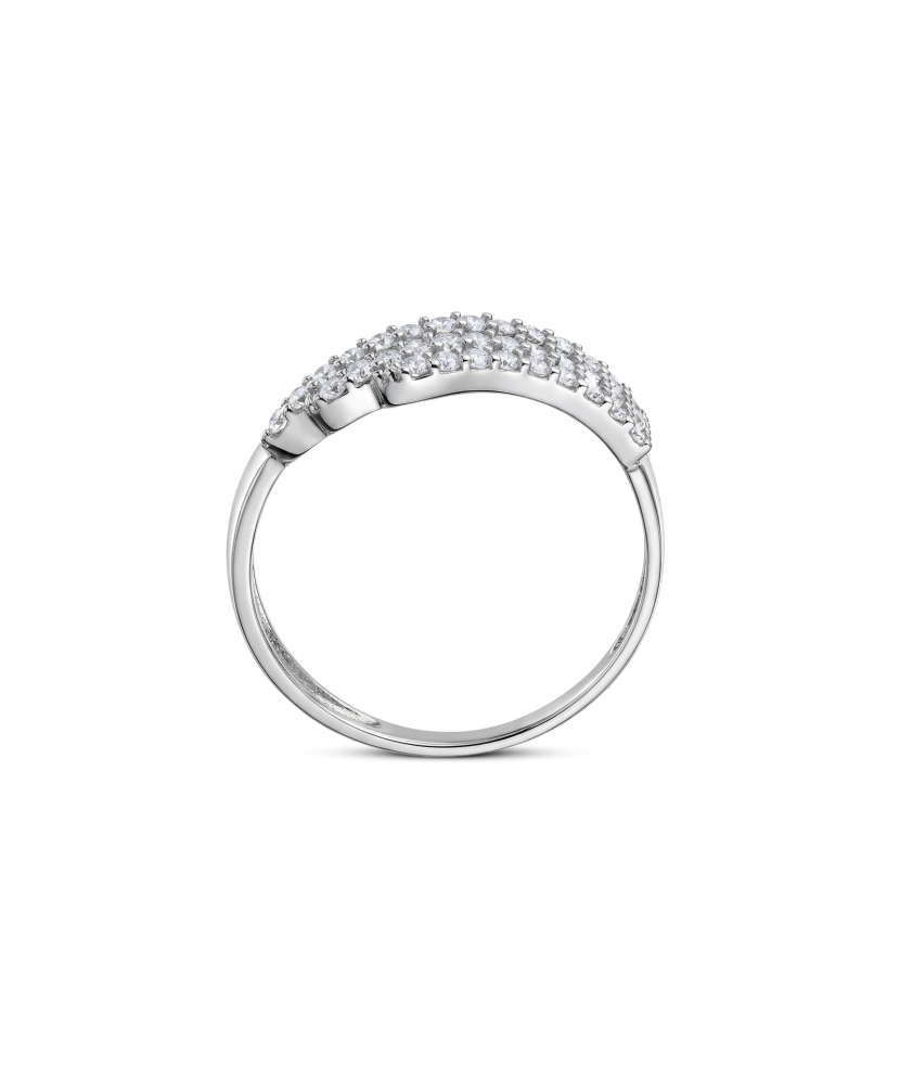 White gold ring with zircons