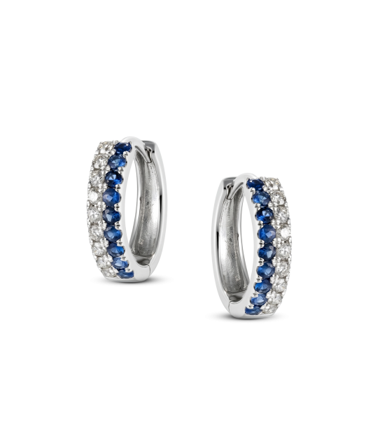 White gold earrings with sapphires and diamonds