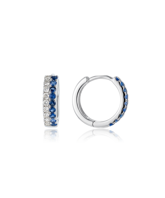 White gold earrings with sapphires and diamonds