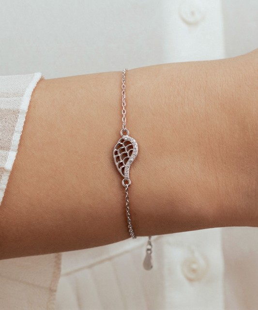 Sterling Silver bracelet with zircons "Angel wing"