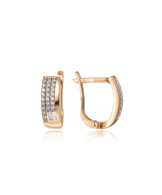 Gold earrings with zircons