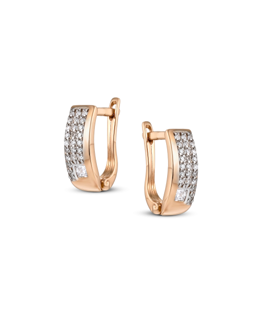 Gold earrings with zircons