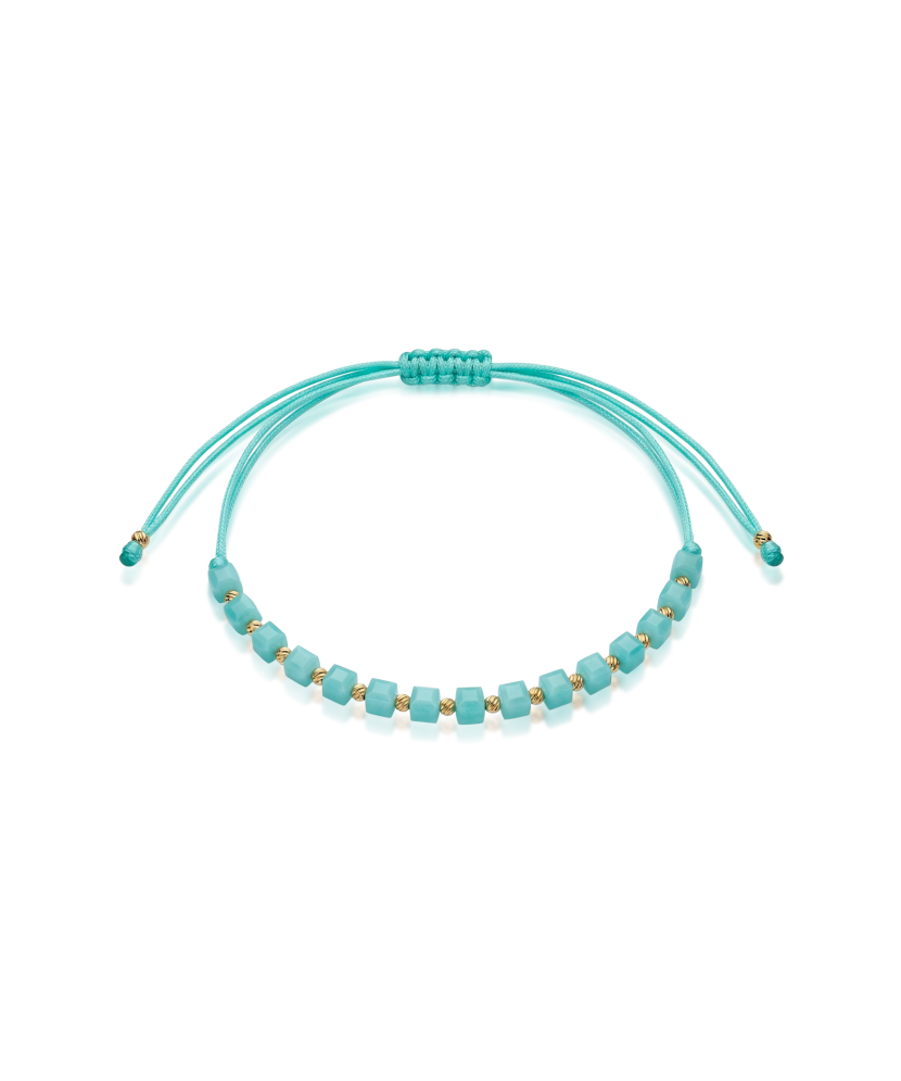 String bracelet with gold and onyxes