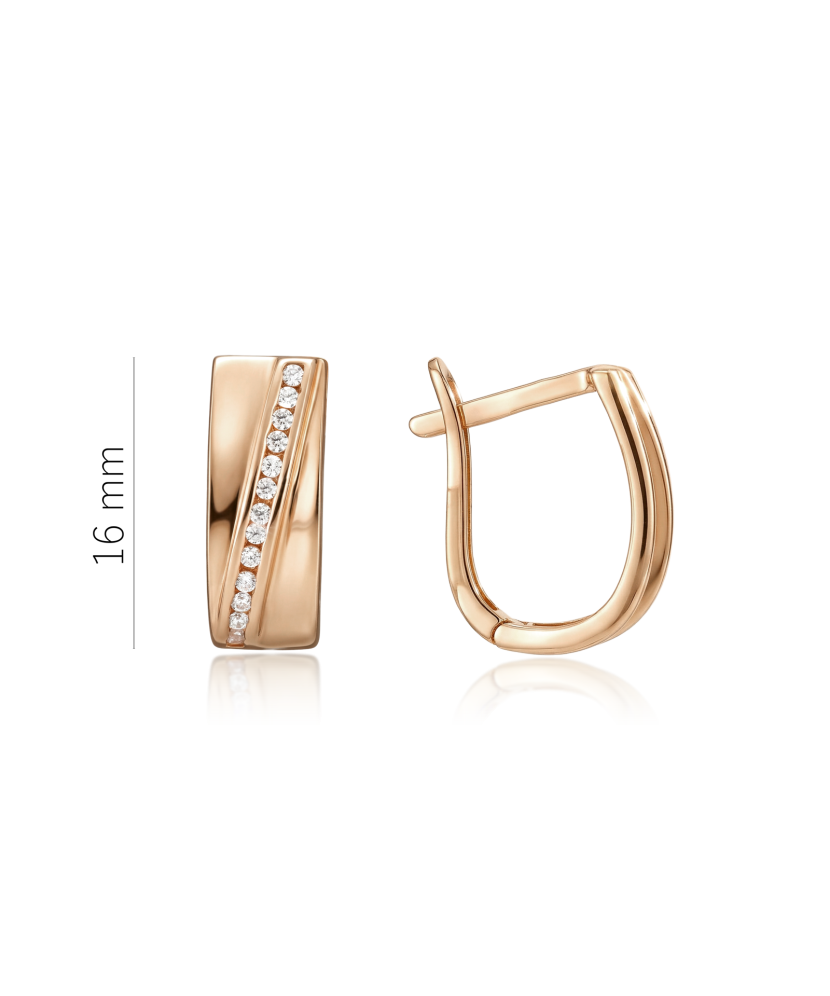 Gold earrings with zircons