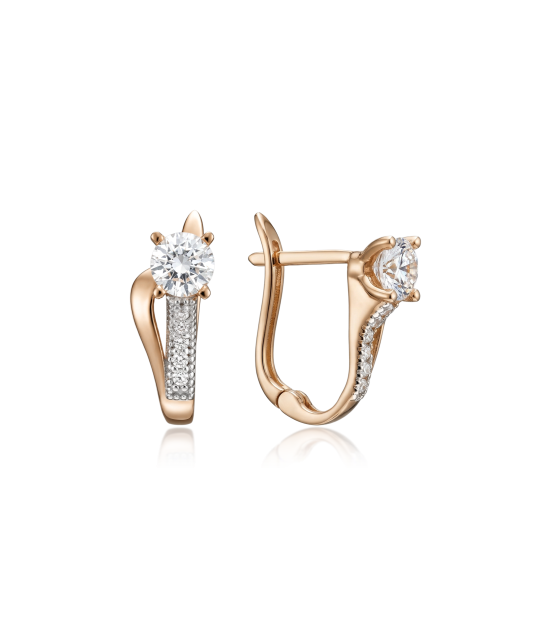 Gold earrings with zircons