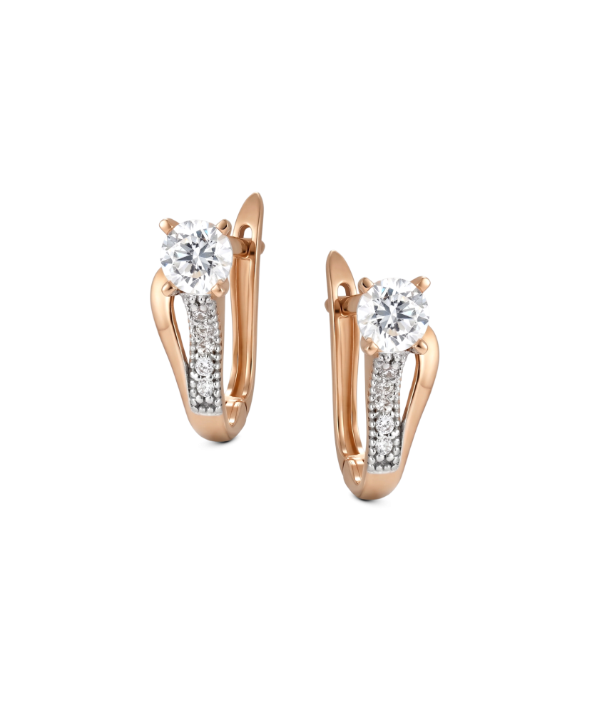 Gold earrings with zircons